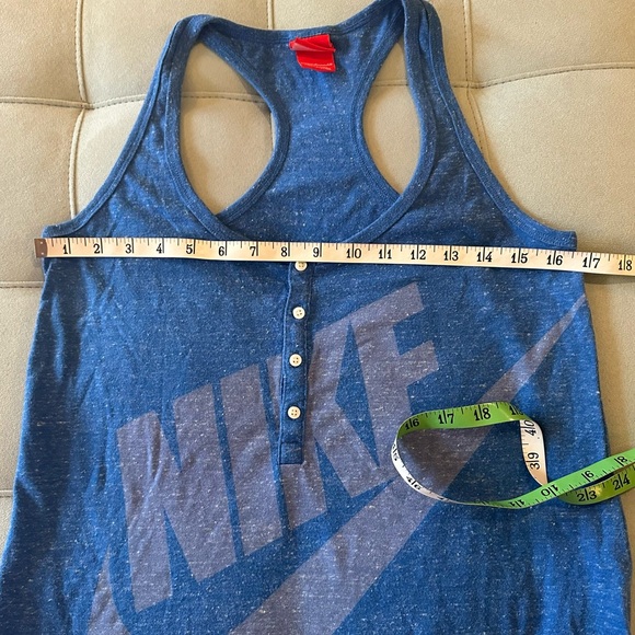 ✅ SOLD! Nike Royal Blue Swoosh Logo Cotton Half Button Racerback Tank - Picture 8 of 11